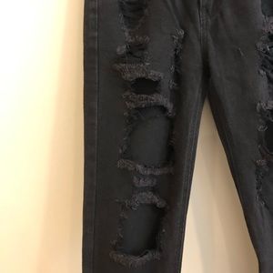 Black Ripped Mom Jeans